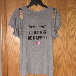 Cold shoulder tee - i’d rather be napping